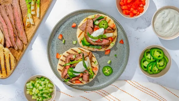 Adobo Grilled Flank and Scallion Pitas