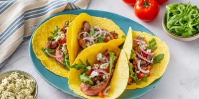 Grilled Steak Tacos with Blue Cheese recipe