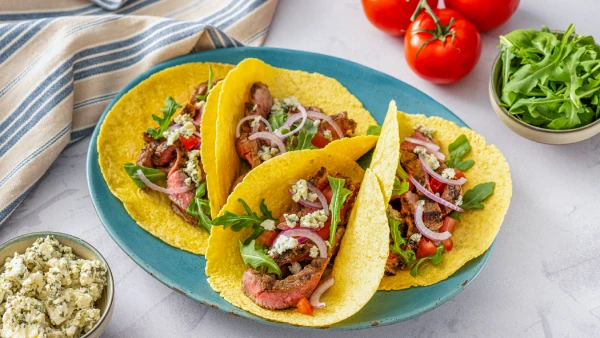 Grilled Steak Tacos with Blue Cheese