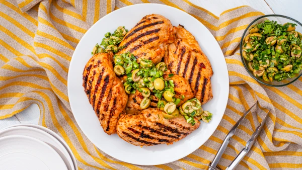 Grilled Sofrito-Mayo Marinated Chicken with Olive Cilantro