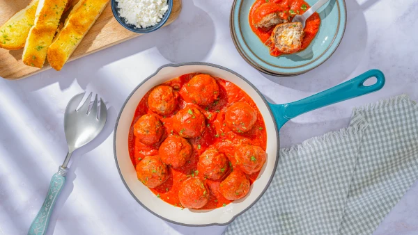 Italian Herb and Feta–Stuffed Meatballs