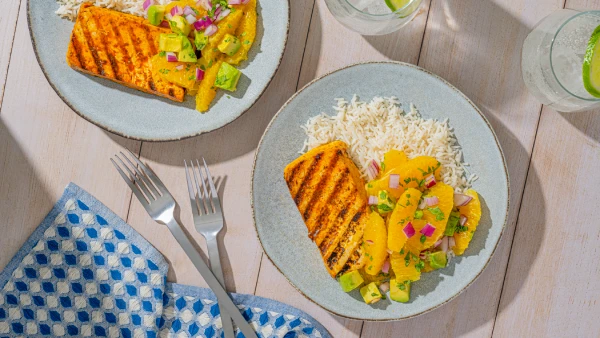 Mojo Grilled Adobo Tofu with Avocado Citrus Salsa