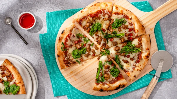 Sausage and Rapini Pizza