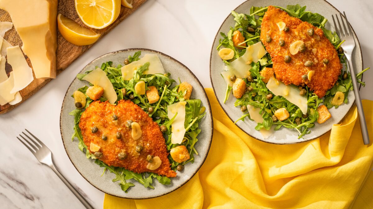 Warm Chicken Piccata Arugula Salad